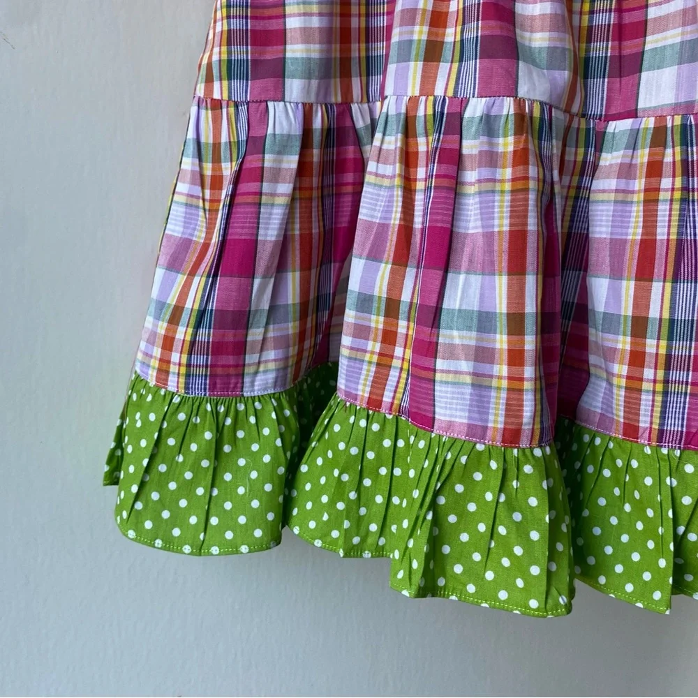 Smocked Dress 2T NWT New Pink Green Plaid Hearts Love 100% Cotton Polka Dots